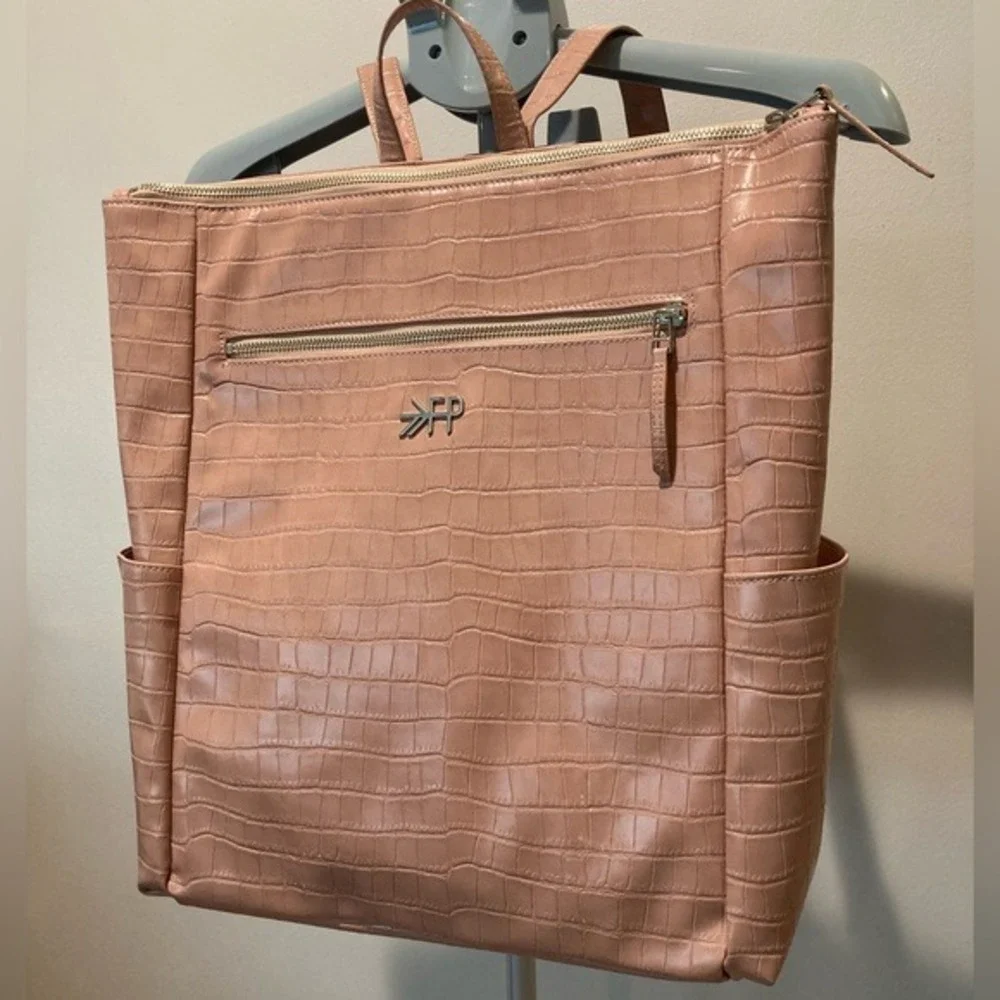 Freshly Picked Vegan Leather Baby Diaper Bag Changing Pad‎ Croc Pink Chic Edgy